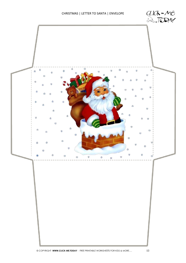 Envelope to Santa paper Santa Claus in chimney 53